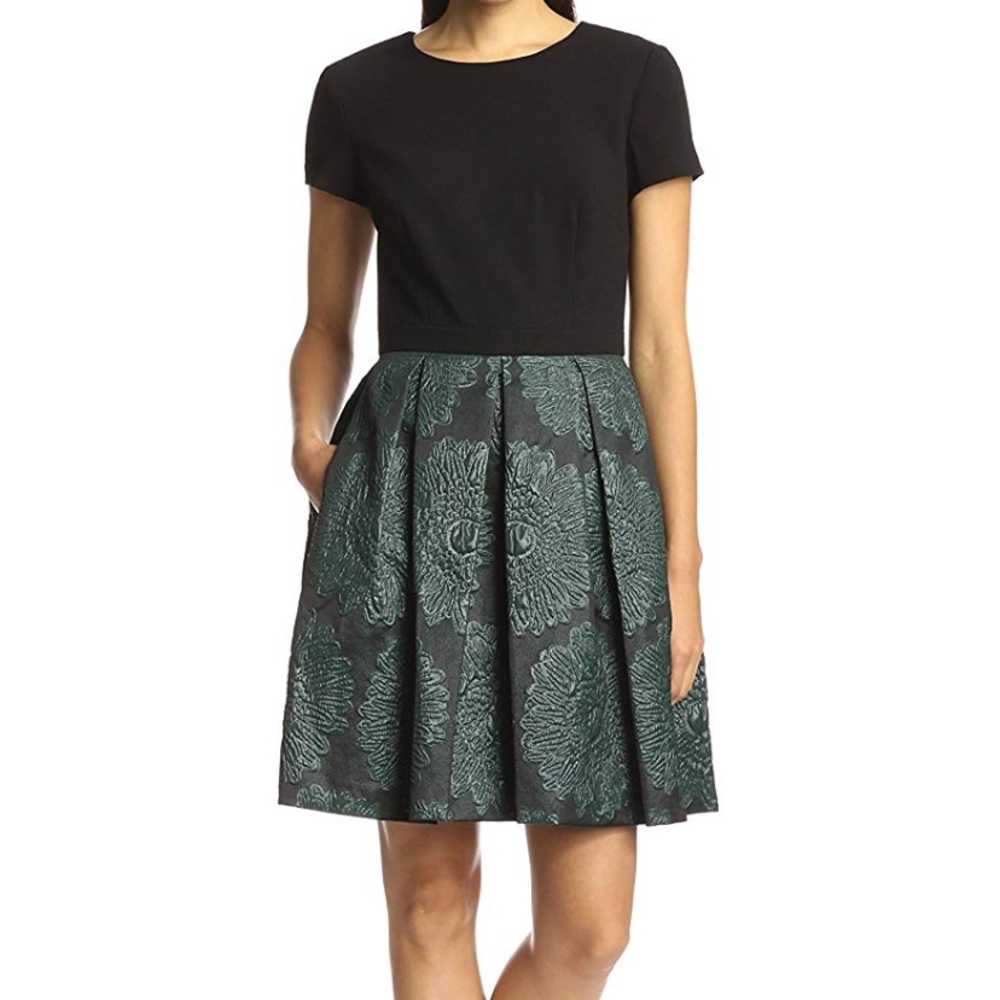 Trina Turk Black and Green Floral Dress